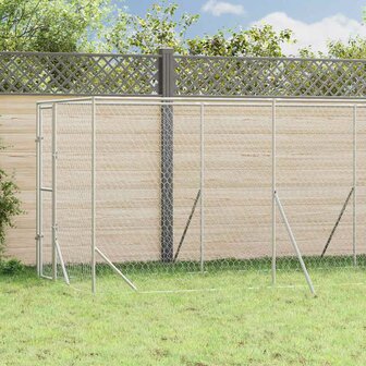 Hondenkennel voor buiten 2x6x2 m gegalvaniseerd staal zilver 1