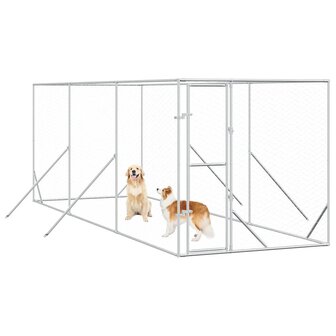 Hondenkennel voor buiten 2x6x2 m gegalvaniseerd staal zilver 3