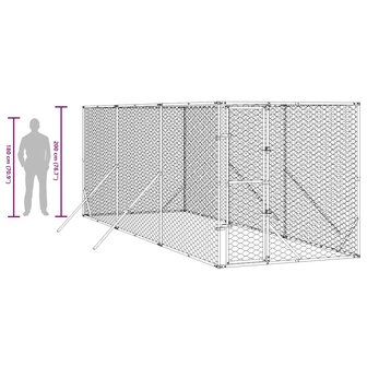Hondenkennel voor buiten 2x6x2 m gegalvaniseerd staal zilver 9