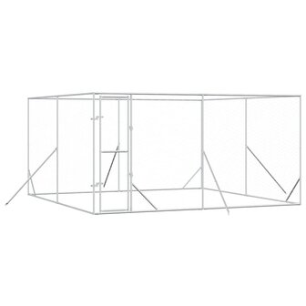 Hondenkennel voor buiten 4x4x2 m gegalvaniseerd staal zilver 2
