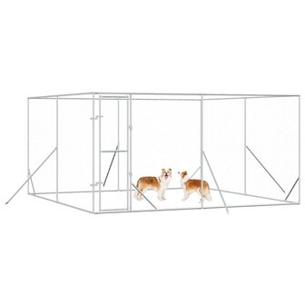 Hondenkennel voor buiten 4x4x2 m gegalvaniseerd staal zilver 3