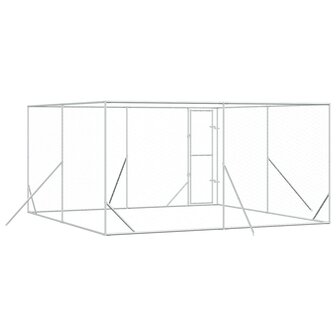 Hondenkennel voor buiten 4x4x2 m gegalvaniseerd staal zilver 6