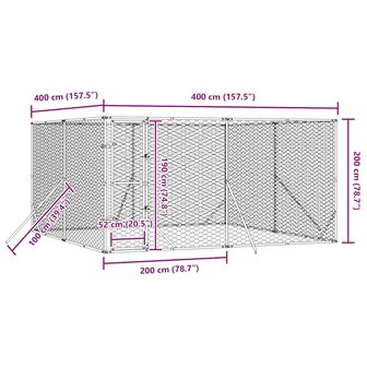 Hondenkennel voor buiten 4x4x2 m gegalvaniseerd staal zilver 8