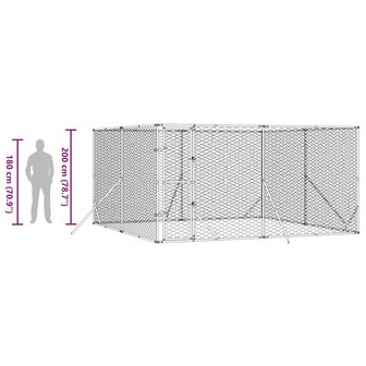 Hondenkennel voor buiten 4x4x2 m gegalvaniseerd staal zilver 9