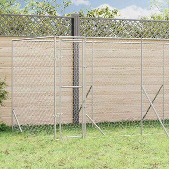 Hondenkennel voor buiten 6x2x2 m gegalvaniseerd staal zilver 1