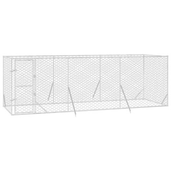 Hondenkennel voor buiten 6x2x2 m gegalvaniseerd staal zilver 3