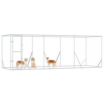 Hondenkennel voor buiten 6x2x2 m gegalvaniseerd staal zilver 4