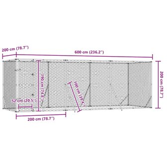 Hondenkennel voor buiten 6x2x2 m gegalvaniseerd staal zilver 9