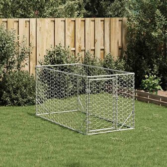 Hondenhok voor buiten met deur 2x1x1 m gegalvaniseerd staal 2