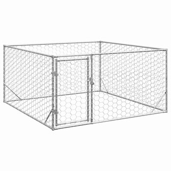 Hondenhok voor buiten met deur 2x2x1 m gegalvaniseerd staal 1
