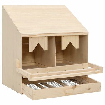 Kippenlegkast 2 compartimenten 63x40x65 cm massief grenenhout 3