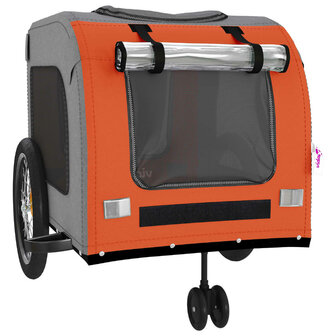 Hondenfietstrailer oxford stof en ijzer oranje en grijs 5