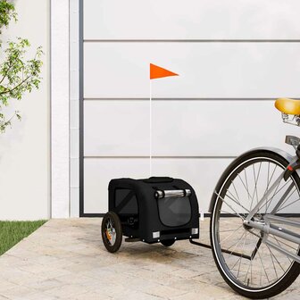Hondenfietstrailer oxford stof en ijzer zwart 1