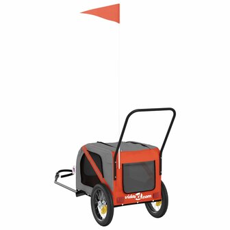 Hondenfietstrailer oxford stof en ijzer oranje en zwart 8