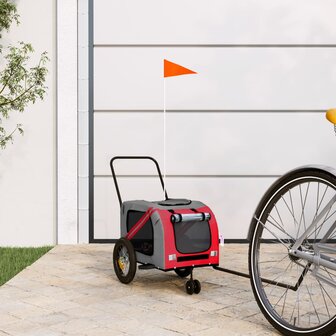 Hondenfietstrailer oxford stof en ijzer rood en zwart 1