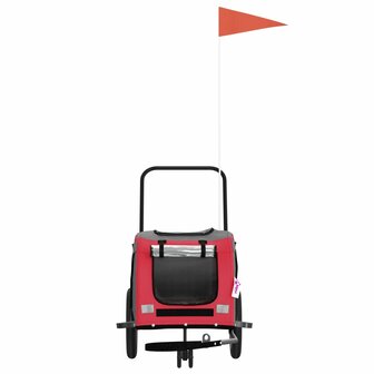 Hondenfietstrailer oxford stof en ijzer rood en zwart 4