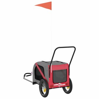 Hondenfietstrailer oxford stof en ijzer rood en zwart 8