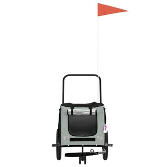 Hondenfietstrailer oxford stof en ijzer grijs en zwart 4