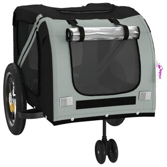 Hondenfietstrailer oxford stof en ijzer grijs en zwart 5