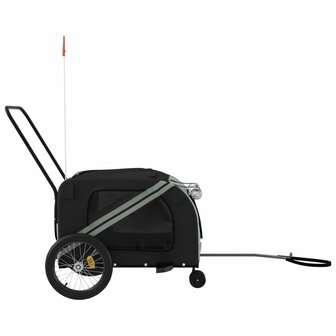 Hondenfietstrailer oxford stof en ijzer grijs en zwart 6