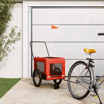 Hondenfietstrailer oxford stof en ijzer oranje en zwart 1