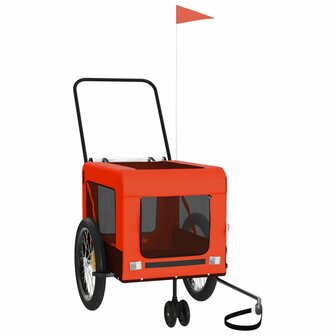 Hondenfietstrailer oxford stof en ijzer oranje en zwart 4