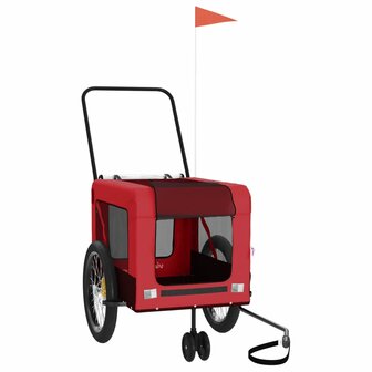 Hondenfietstrailer oxford stof en ijzer rood en zwart 3