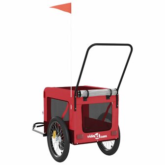 Hondenfietstrailer oxford stof en ijzer rood en zwart 9