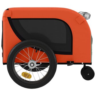 Hondenfietstrailer oxford stof en ijzer oranje en zwart 6