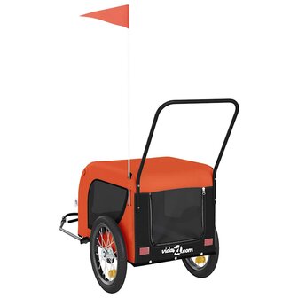 Hondenfietstrailer oxford stof en ijzer oranje en zwart 7