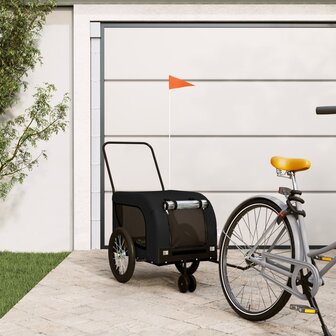 Hondenfietstrailer oxford stof en ijzer zwart 1