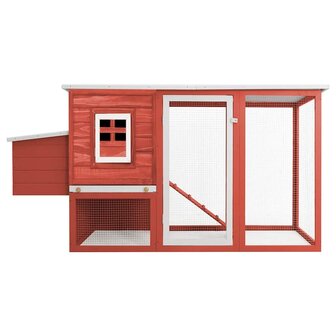 Kippenhok met nachthok hout rood 2