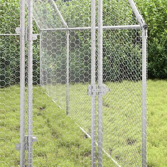 Kippenhok 400x100x190 cm gegalvaniseerd staal zilverkleurig 4