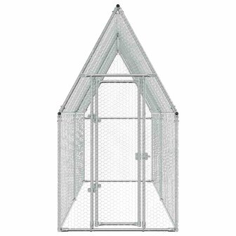 Kippenhok 400x100x190 cm gegalvaniseerd staal zilverkleurig 5
