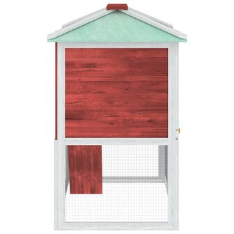 Konijnenhok twee verdiepingen hout rood 5
