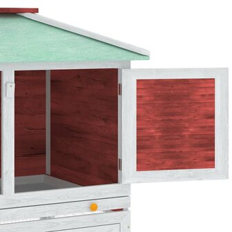 Konijnenhok twee verdiepingen hout rood 8