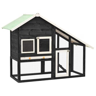 Konijnenhok 140x63x120 cm massief vurenhout grijs en wit 1