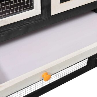Konijnenhok 140x63x120 cm massief vurenhout grijs en wit 9