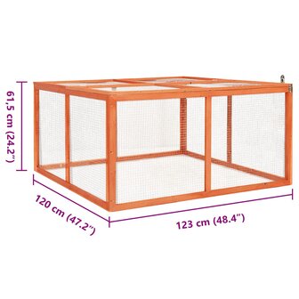 Konijnenhok 124x120x60 cm massief vurenhout 7