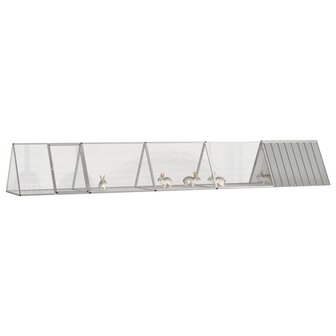 Konijnenhok 504,5x80,5x71 cm gegalvaniseerd staal grijs 2