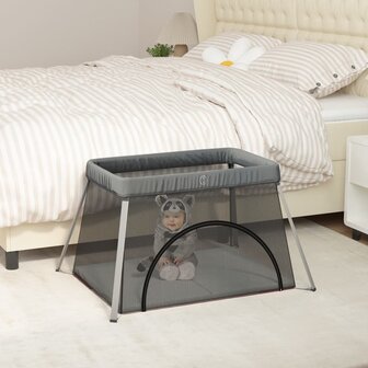 Babybox met matras linnen donkergrijs 1