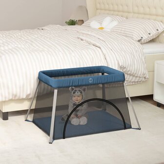 Babybox met matras linnen marineblauw 1