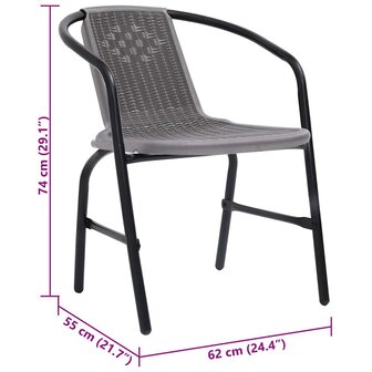 Tuinstoelen 2 st 110 kg kunststof rattan en staal 8