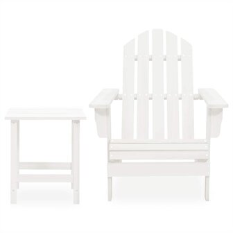 Tuinstoel Adirondack met tafel massief vurenhout wit 2