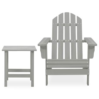Tuinstoel Adirondack met tafel massief vurenhout grijs 2