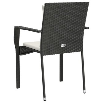 Tuinstoelen 2 st met kussens poly rattan zwart 7