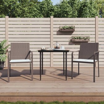 Tuinstoelen 2 st met kussens 56x59x84 cm poly rattan bruin 1
