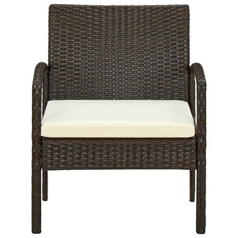 Tuinstoel met kussen poly rattan bruin 2