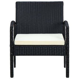 Tuinstoel met kussen poly rattan zwart 2