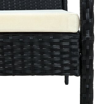 Tuinstoel met kussen poly rattan zwart 6